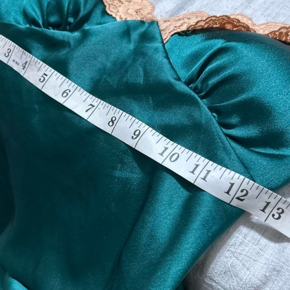 Satin Turquoise Chemise with Lace Accents - Picture 5 of 5